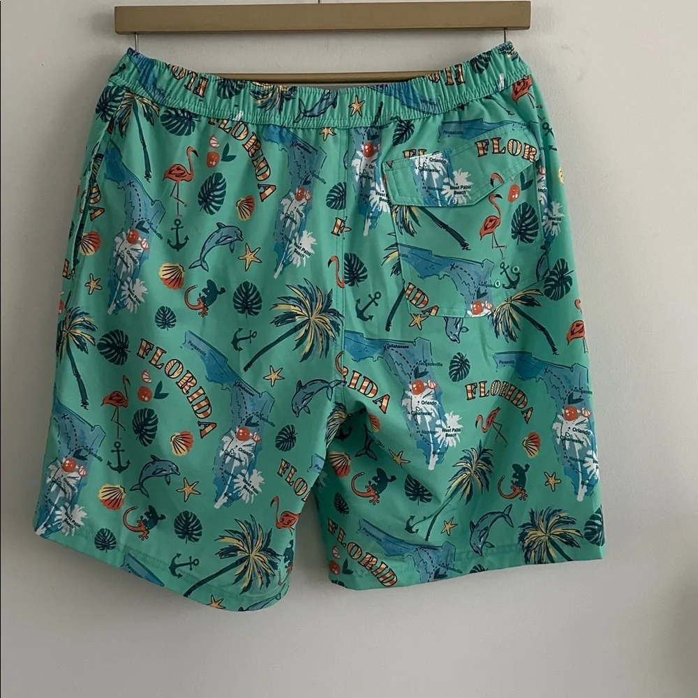 Reel Legends Green Florida Print Swim Shorts